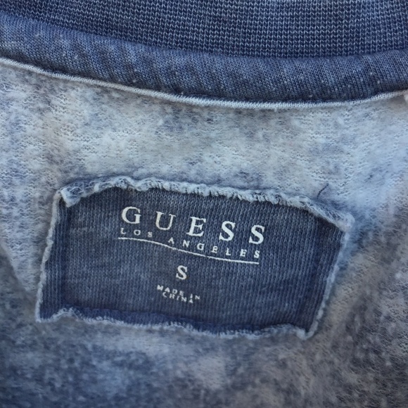 Guess S/M vintage Pullover sweater Blue distressed - Picture 3 of 7